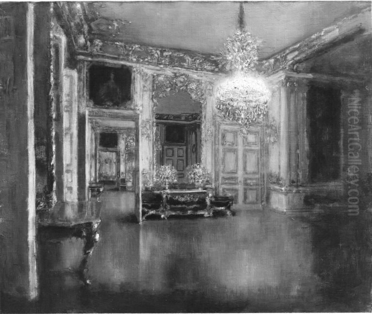 Saal im Schloss zu Versailles Oil Painting by Albert von Keller