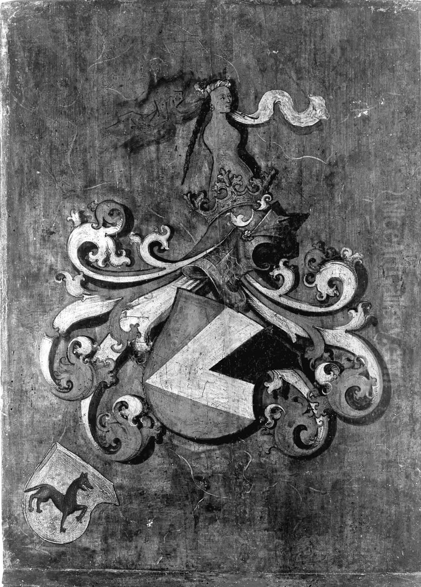 Schiebedeckel zum Bildnis des Hieronymus II. Haller zu Kalchreuth Oil Painting by Bernhard Strigel