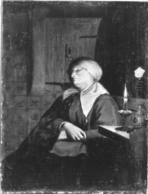 Schlafende Frau Oil Painting by Johannes van Haensbergen
