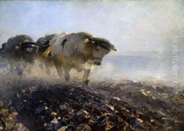 Schwere Arbeit Oil Painting by Heinrich Johann Von Zugel