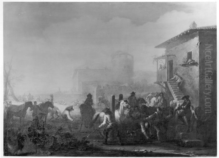 Reitplatz Oil Painting by Rugendas, Georg Philipp I