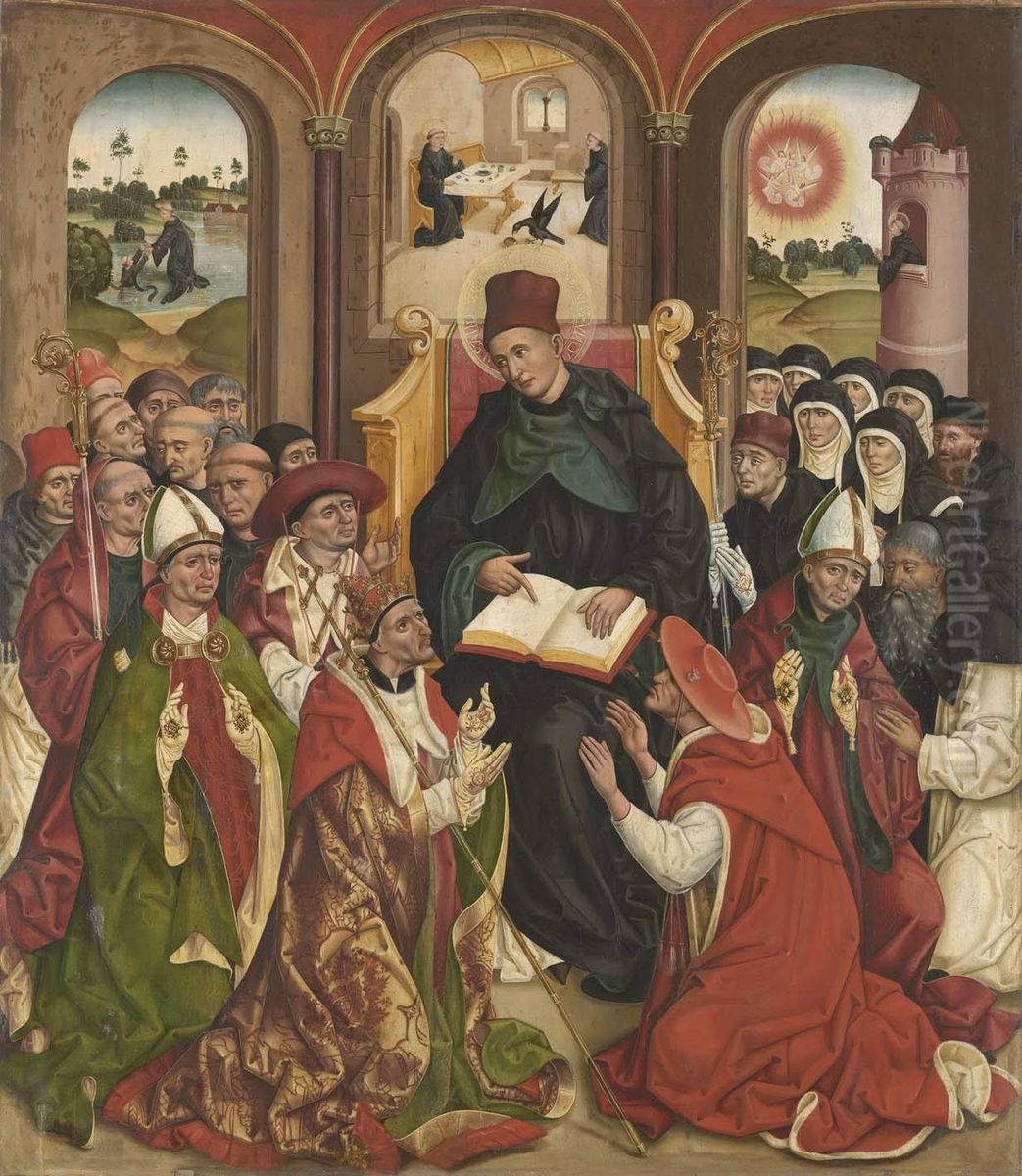 Der hl. Benedikt als Vater des abendlandischen Monchtums Ruckseite: Kreuzannagelung Christi Oil Painting by Jan Polack