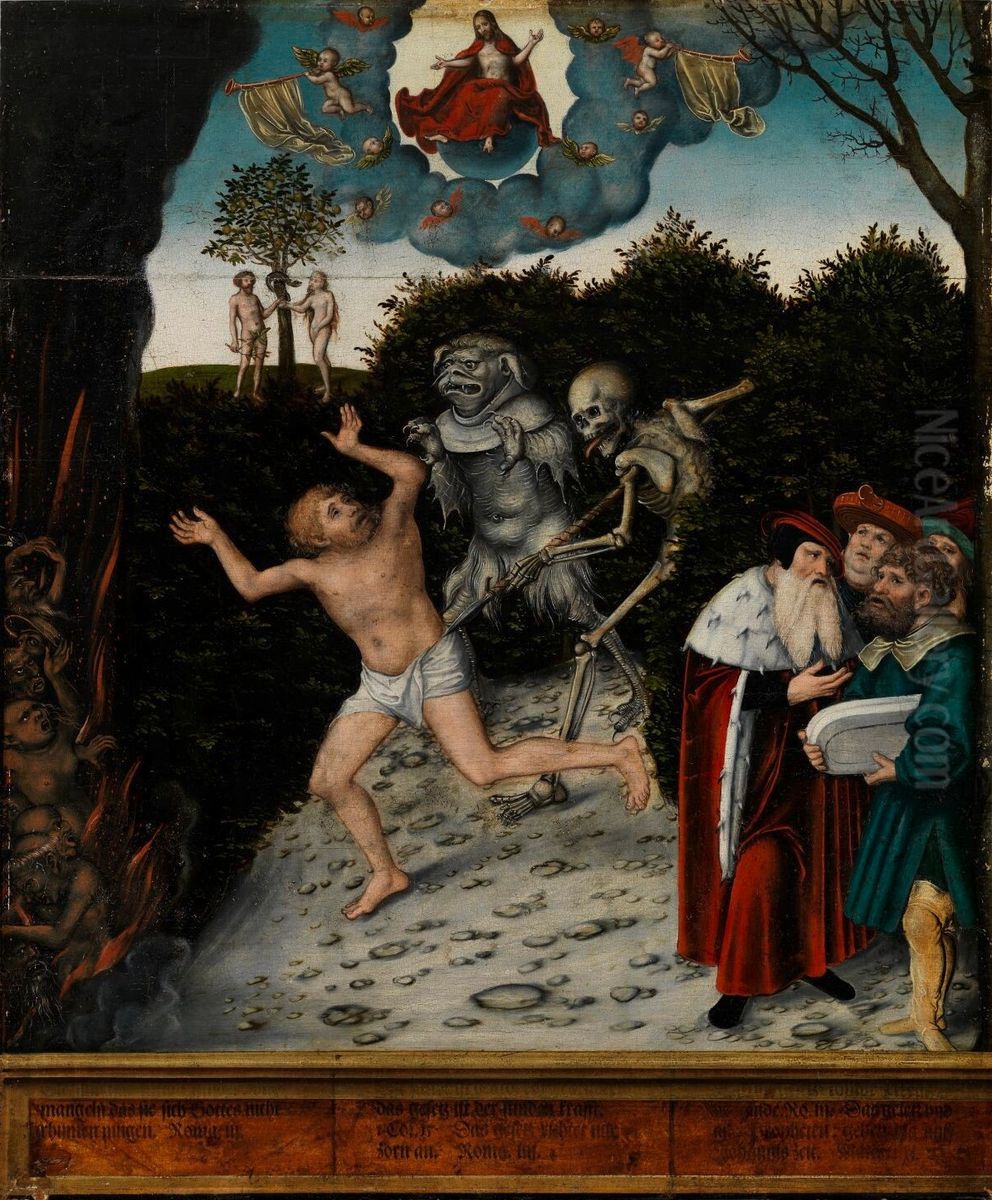Fall of man Oil Painting by Lucas Cranach the Elderand workshop