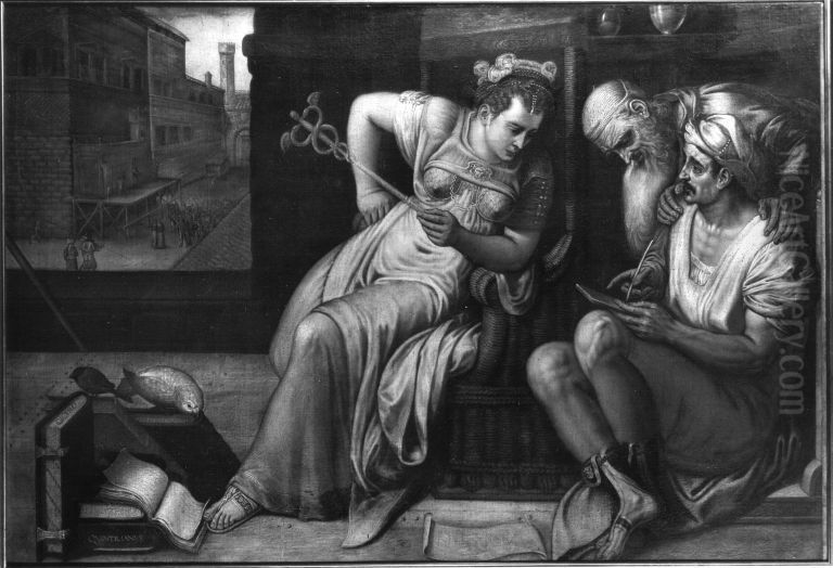 Allegorie der Rhetorik Oil Painting by Frans Floris I