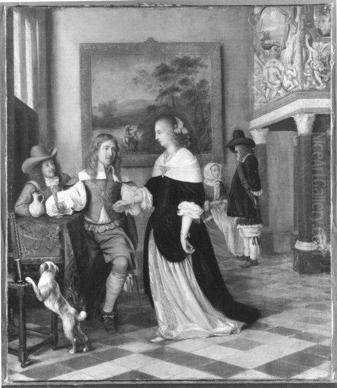 Vornehme Gesellschaft Oil Painting by Eglon van der Neer
