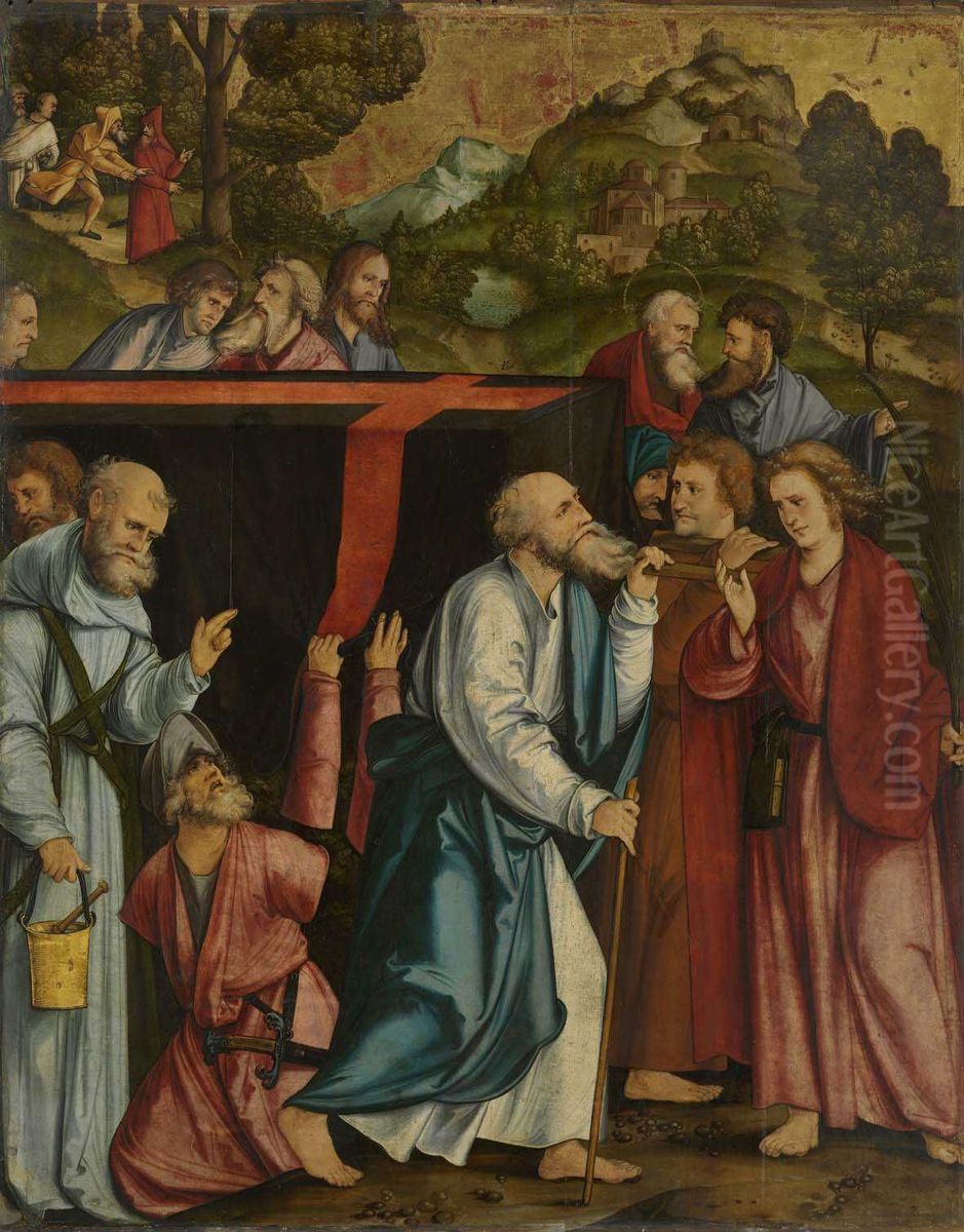 Grabtragung Mariens Ruckseite: Fall Christi auf das Kreuz Oil Painting by Hans Leonhard Schaufelein