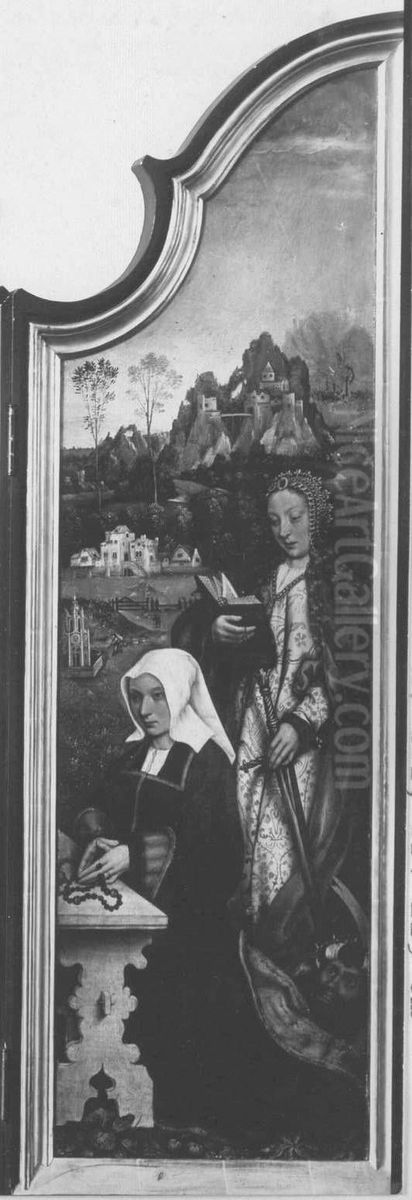 Hl. Katharina mit Stifterin Oil Painting by Master Of Frankfurt