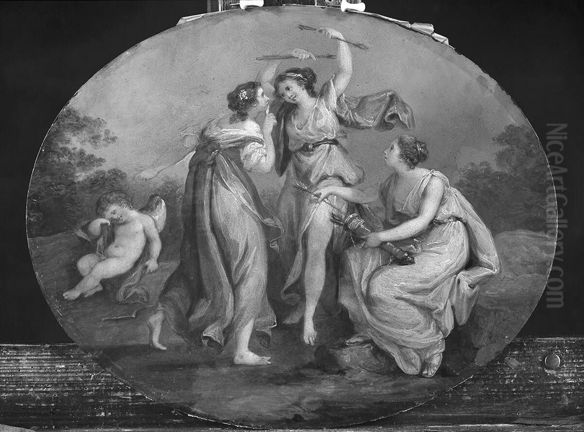 Die Entwaffnung Amors durch die Grazien Oil Painting by Angelica Kauffmann