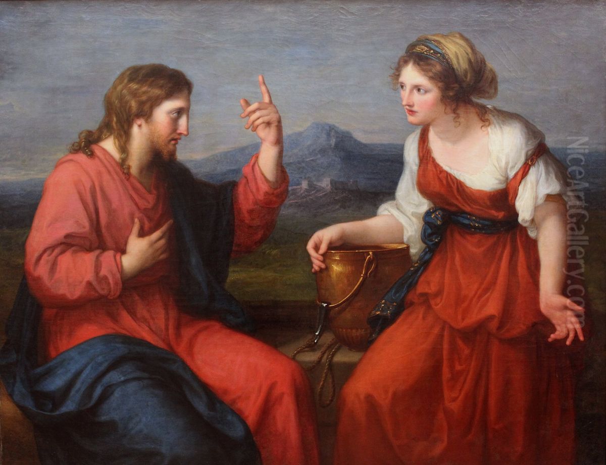 Christus und die Samariterin am Brunnen Oil Painting by Angelica Kauffmann
