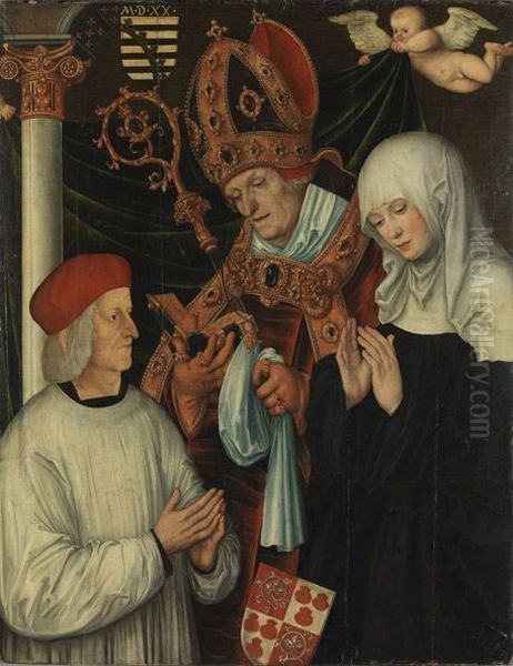 Gabriel of Eyb, Bishop of Eichstatt, with Sts Wilibald and Walburga Oil Painting by Lucas Cranach the Elder