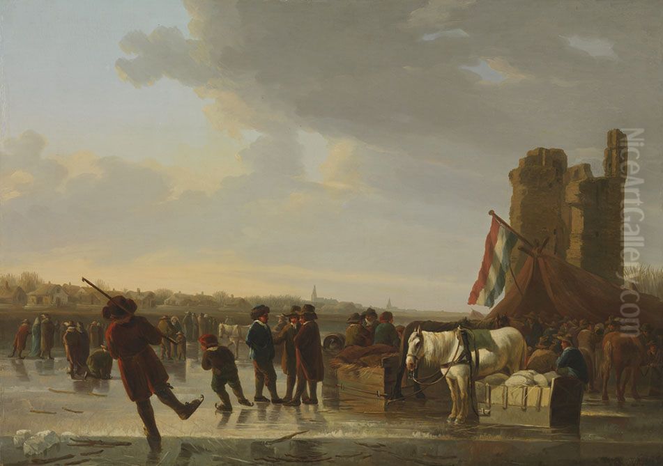 On the Ice Oil Painting by Aelbert Cuyp