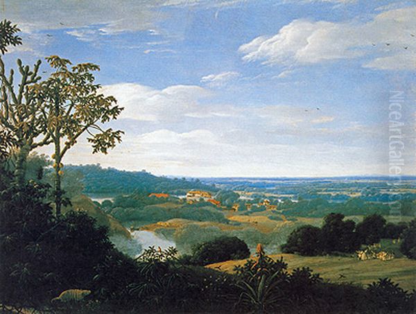 Paisagem Brasileira com Tatu Oil Painting by Frans Post
