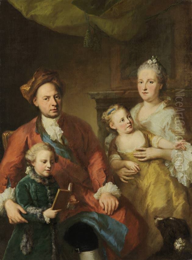 Bayerischer Hofarzt Erhard Winterhalter mit Familie Oil Painting by Georg Desmarees