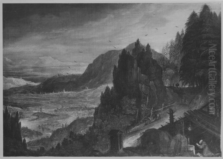Berglandschaft mit Eremit Oil Painting by Lodewijk Toeput