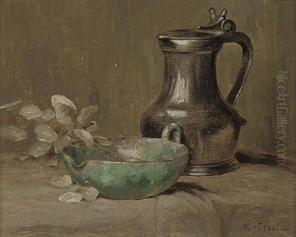 Still Life With Tankard Oil Painting by Nicolas Friedrich H. Cevat