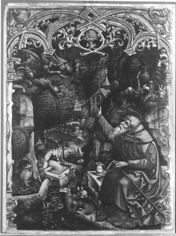 Teufel teilen einem Einsiedler mit, dass sie der Seele des Kaisers nicht habhaft werden konnten Oil Painting by Hans Holbein the Elder