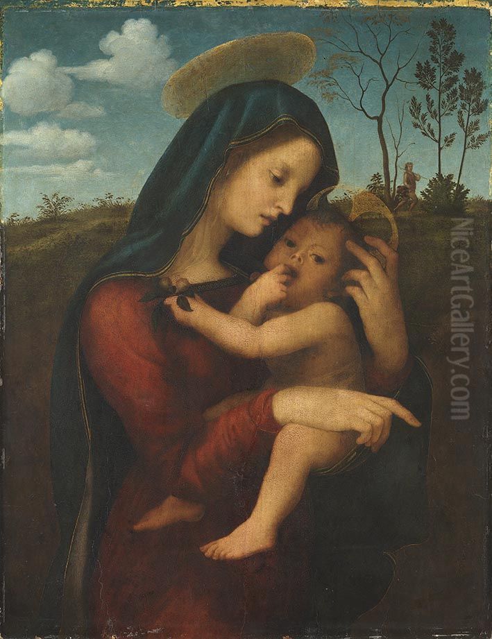 Maria mit Kind Oil Painting by Giuliano Bugiardini