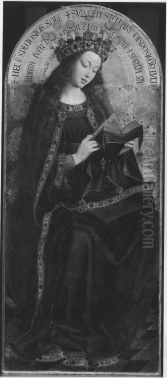 Maria als Himmelskonigin (nach Jan van Eycks Genter Altar) Oil Painting by Michiel Coxie