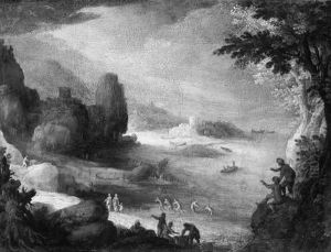 Landschaft mit Ausblick auf eine Meeresbucht