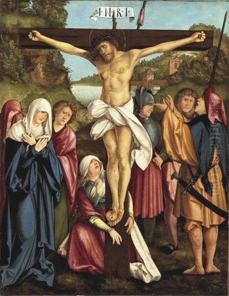 Christus am Kreuz (abgespaltene Ruckseite von WAF 926) Oil Painting by Hans Leonhard Schaufelein