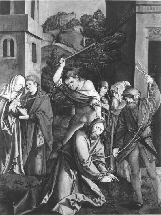 Fall Christi auf dem Weg zu Pilatus (abgespaltene Ruckseite von WAF 921) Oil Painting by Hans Leonhard Schaufelein