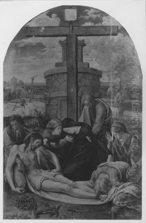 Beweinung Christi (nach Raffael) Oil Painting by Pieter Coecke Van Aelst