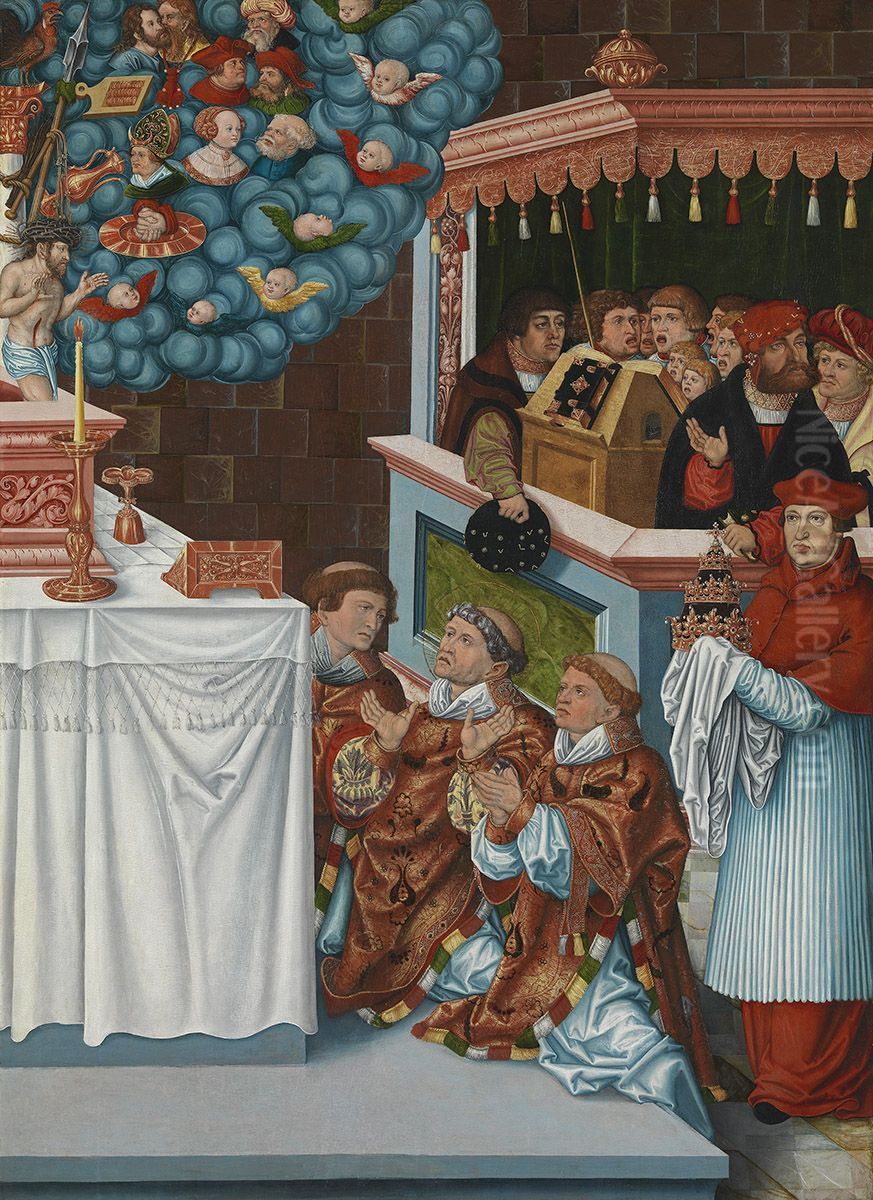 Messe des hl. Gregor mit Kardinal Albrecht von Brandenburg Oil Painting by Lucas Cranach the Elder
