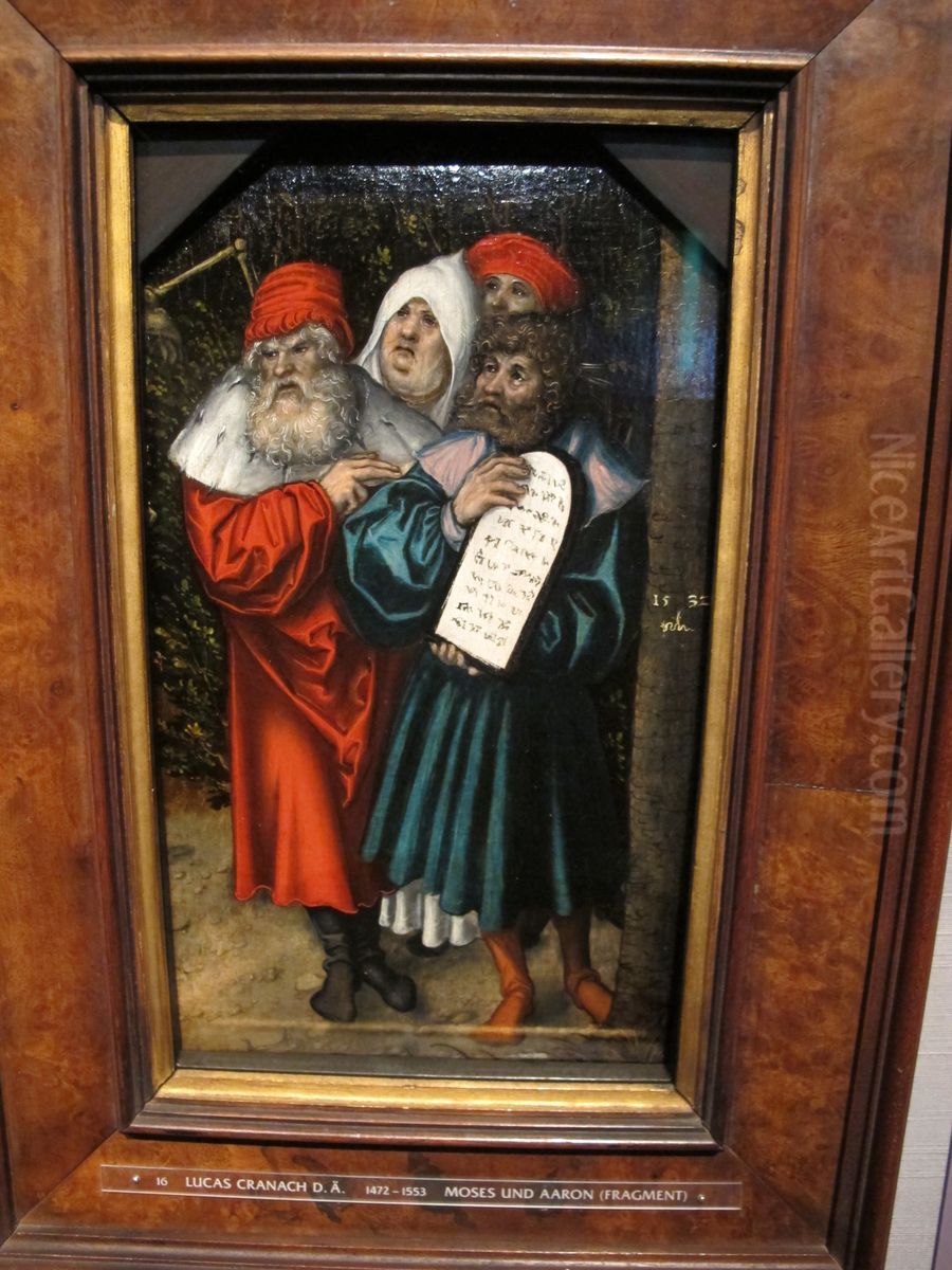 Moses and Aaron with two Prophets Oil Painting by Lucas Cranach the Elder