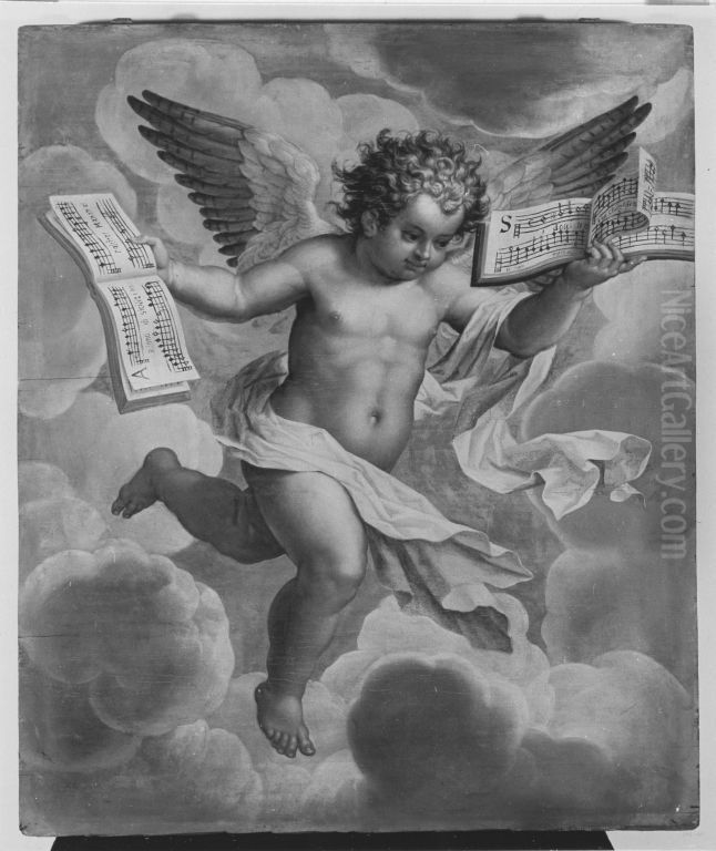 Fliegender Engel mit Musikalien Oil Painting by Peter Candid
