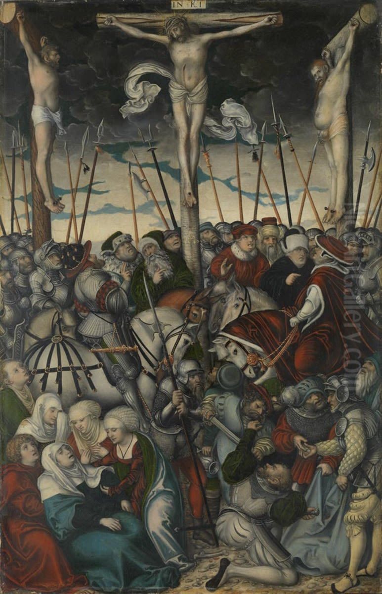 Kreuzigungstriptychon: Kreuzigung Christi Oil Painting by Lucas Cranach the Elder