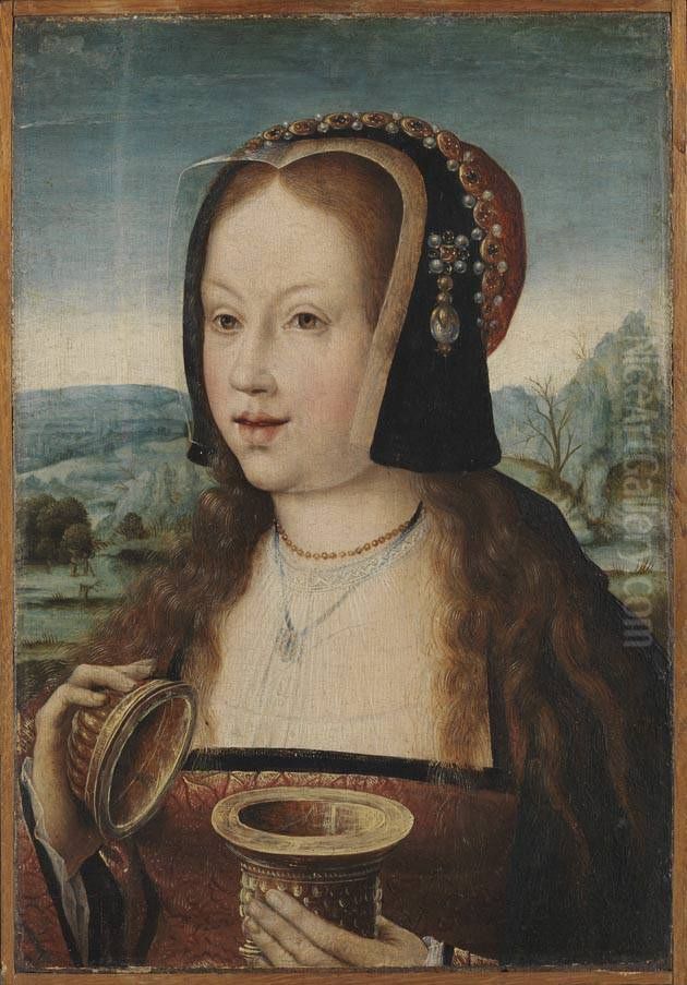 Portrait of Margaret of Austria (1480-1530) as Mary Magdalene Oil Painting by Orley, Bernard van