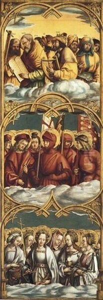 Gestalten der Lauretanischen Litanei Ruckseite: Auferstehung Christi, hll. Johannes und Paulus Oil Painting by Hans Burgkmair the elder