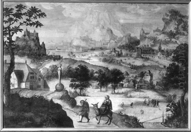 Flight into Egypt Oil Painting by Lucas Gassel