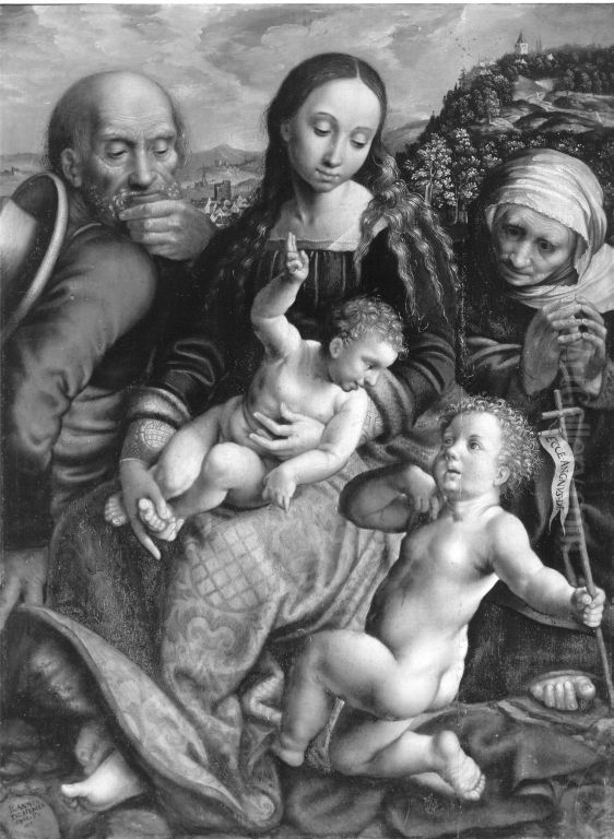 Heilige Familie mit Johannesknaben Oil Painting by Jan Sanders Van Hemessen