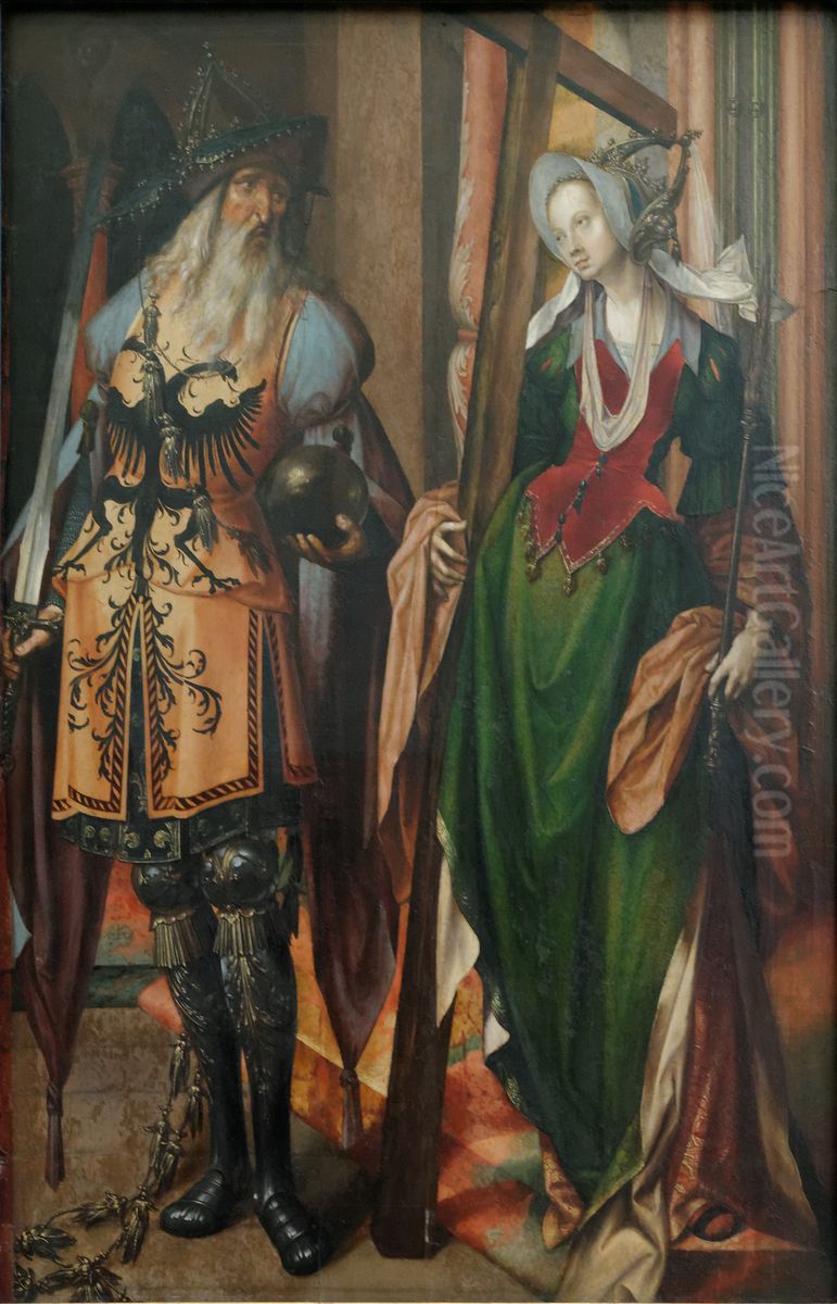 The Emperor Constantine and Saint Helena Oil Painting by Cornelis Engebrechtsz.