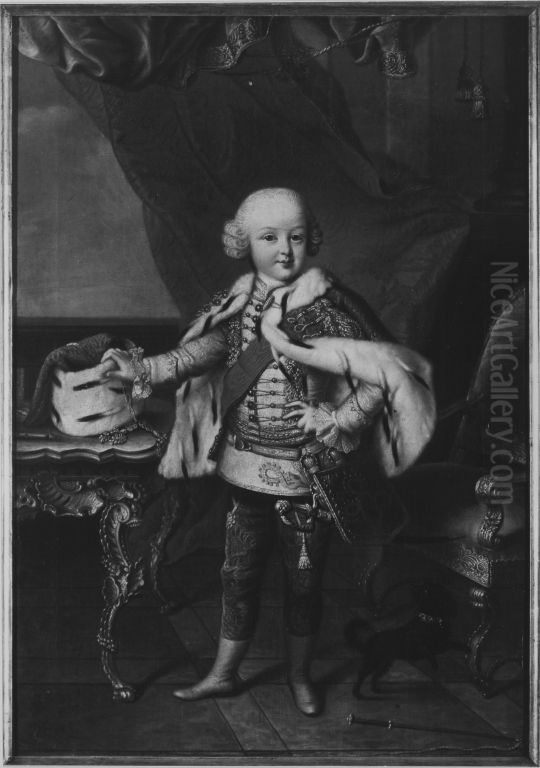 Bildnis des Pfalzgrafen Karl August von Pfalz-Birkenfeld-Zweibrucken im Alter von funf Jahren in Husarenuniform (1746-1795) Oil Painting by Johann Georg Ziesenis