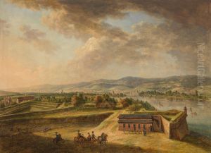 Blick von den nordlichen Bastionen der Stadt Mainz auf Bieberich