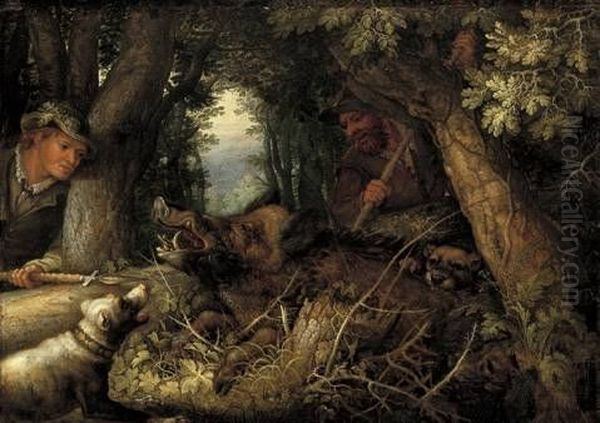 Eberjagd Oil Painting by Roelant Savery