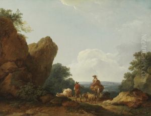 Landschaft mit Hirten auf einer Passhohe