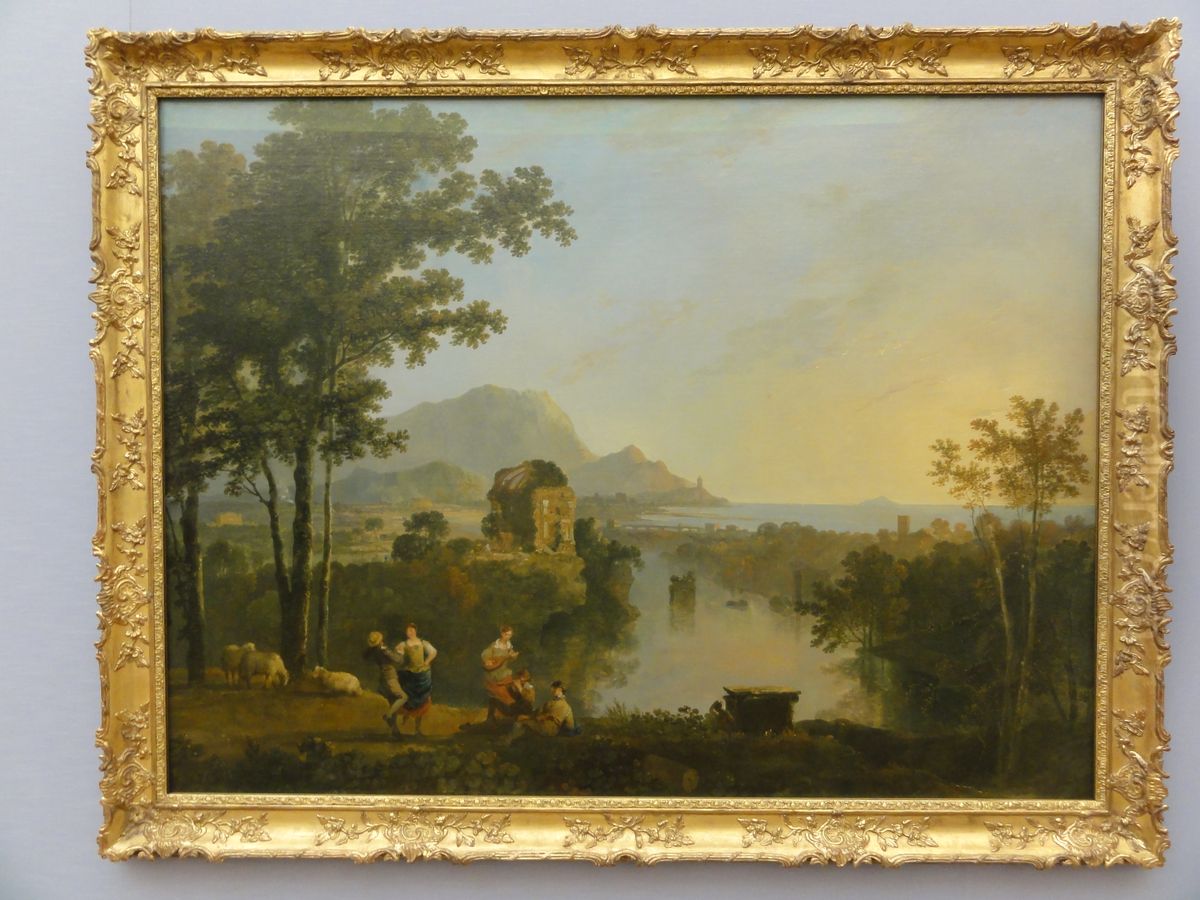 Weite sudliche Kustenlandschaft in der Abenddammerung Oil Painting by Richard Wilson