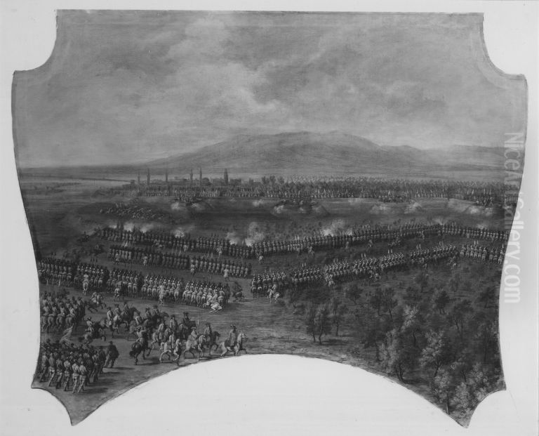 Der Ruckzug der Armee bei Essegk 1687 Oil Painting by Franz Joachim Beich