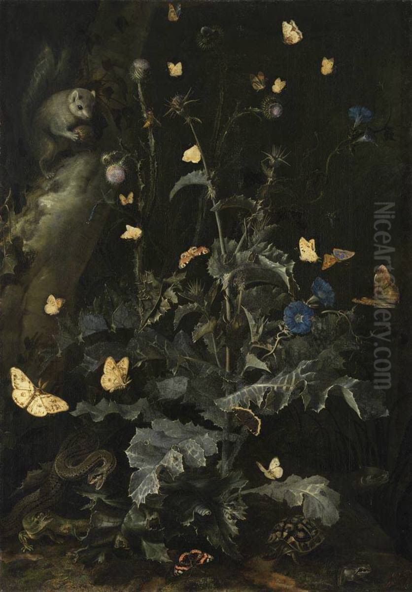 Die grosse Distel Oil Painting by Otto Marseus van Schrieck