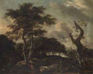 Baumlandschaft mit Entenjagd