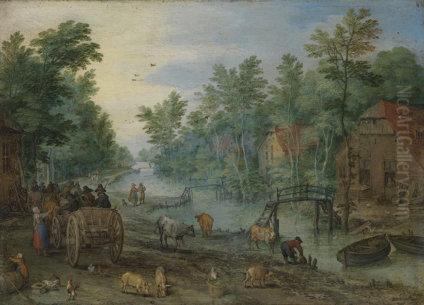 Belebte Strasse Oil Painting by Jan Brughel