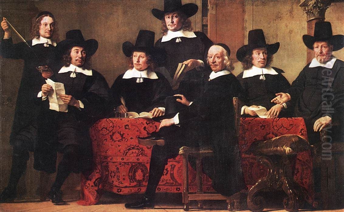 Die Vorsteher der Amsterdamer Weinhandlergilde Oil Painting by Ferdinand Bol