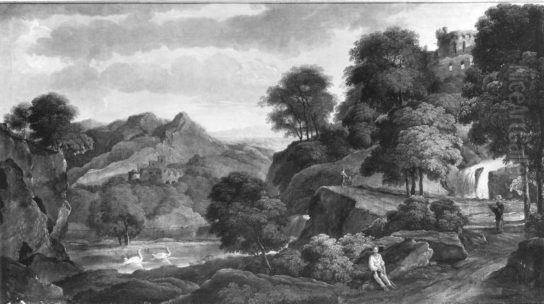 Flusslandschaft Oil Painting by Ferdinand Kobell