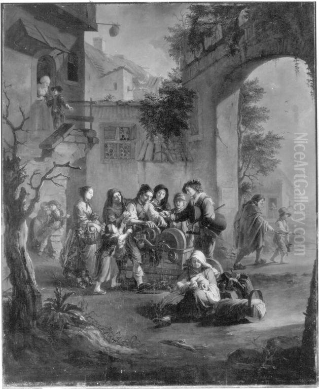 Scherenschleifer Oil Painting by Johann Jakob Dorner the Elder