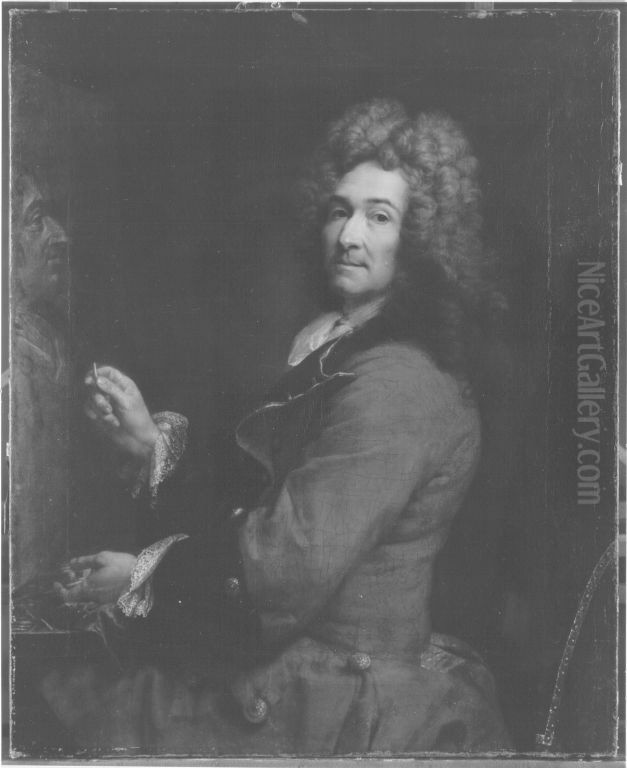 Selbstbildnis an der Staffelei Oil Painting by Joseph Vivien