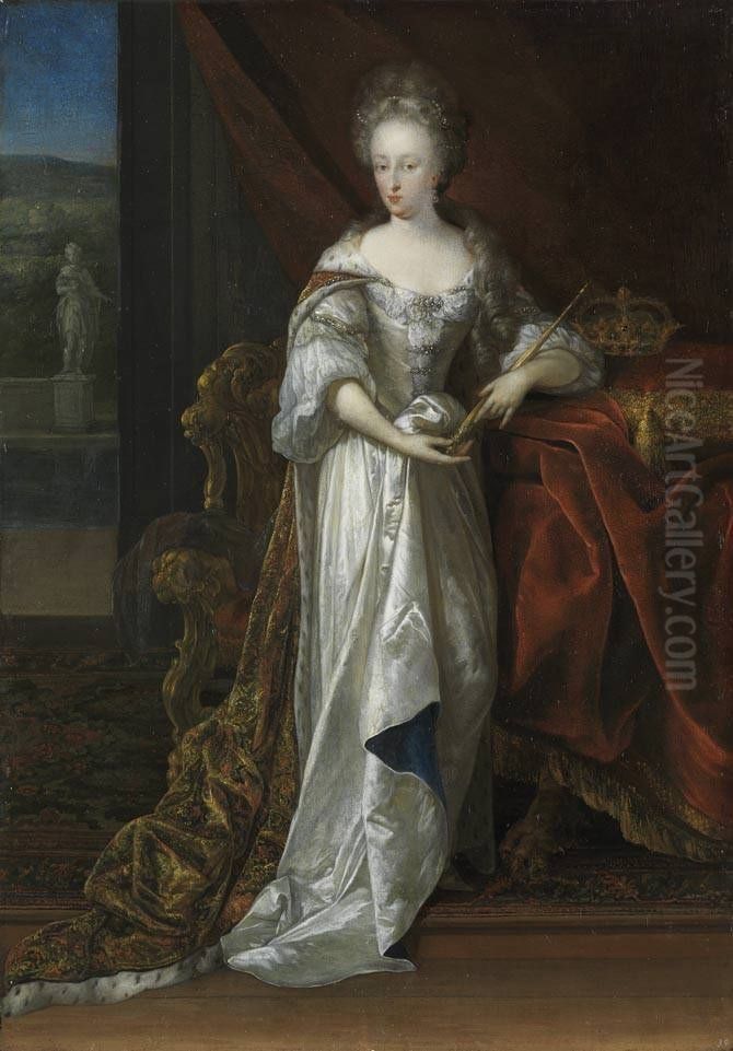 Maria Anna von Pfalz-Neuburg, Konigin von Spanien Oil Painting by Eglon van der Neer