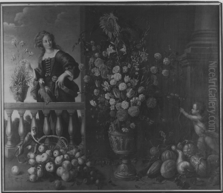 Stillleben mit Flora und Amor Oil Painting by Adriaen van Utrecht
